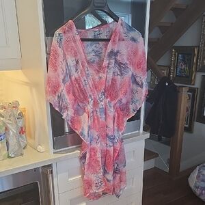 Colorful Floral Kaftan Beach Cover One Size